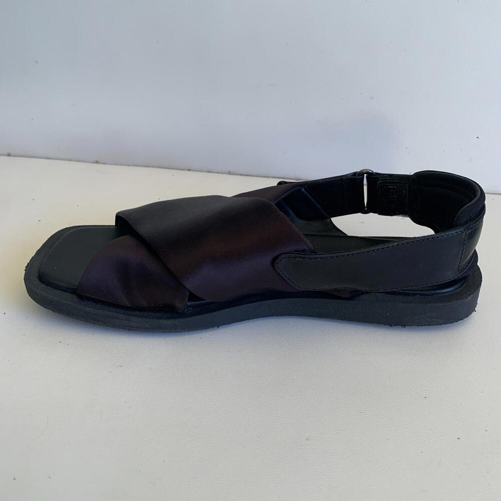 Aquatalia Jolessa Slingback Sandals Flats Purple Satin & Leather -Sz 9 - Picture 5 of 8